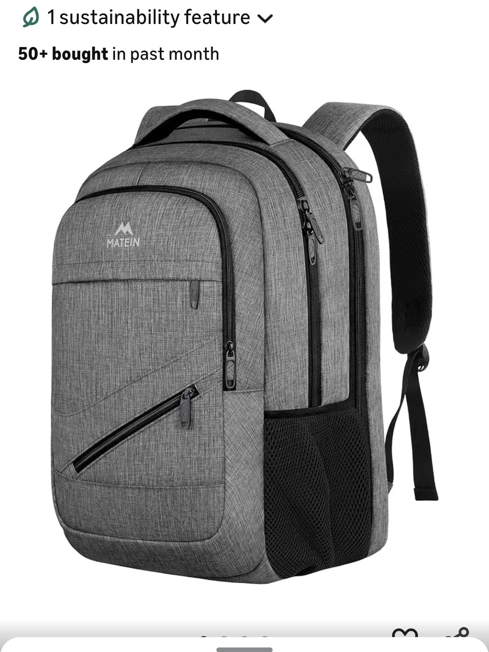 Matein Gray  Laptop Backpack - Gray Travel & Daily Backpack.